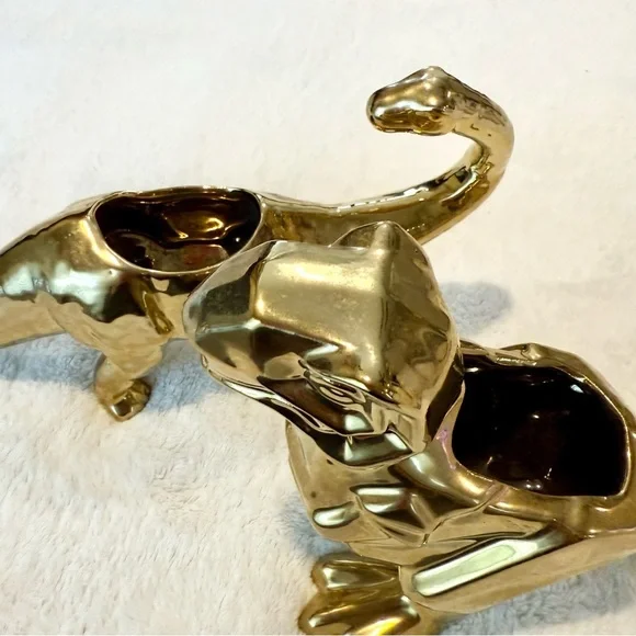 Shiny Gold Dinosaur Figurine Planter Set - Picture 5 of 8